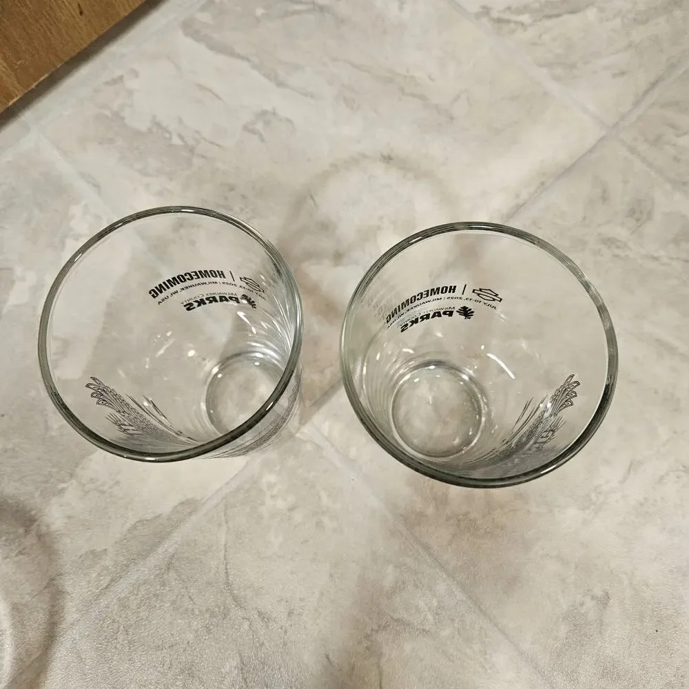 Harley-Davidson Homecoming Milwaukee County Parks Pint Glasses Set of 2 EUC